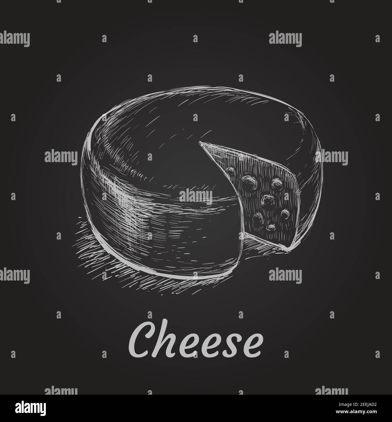 Testa di formaggio disegnata a mano Vector Illustrazione Capo di formaggio Illustrazione vettoriale disegnata a mano Illustrazione Vettoriale