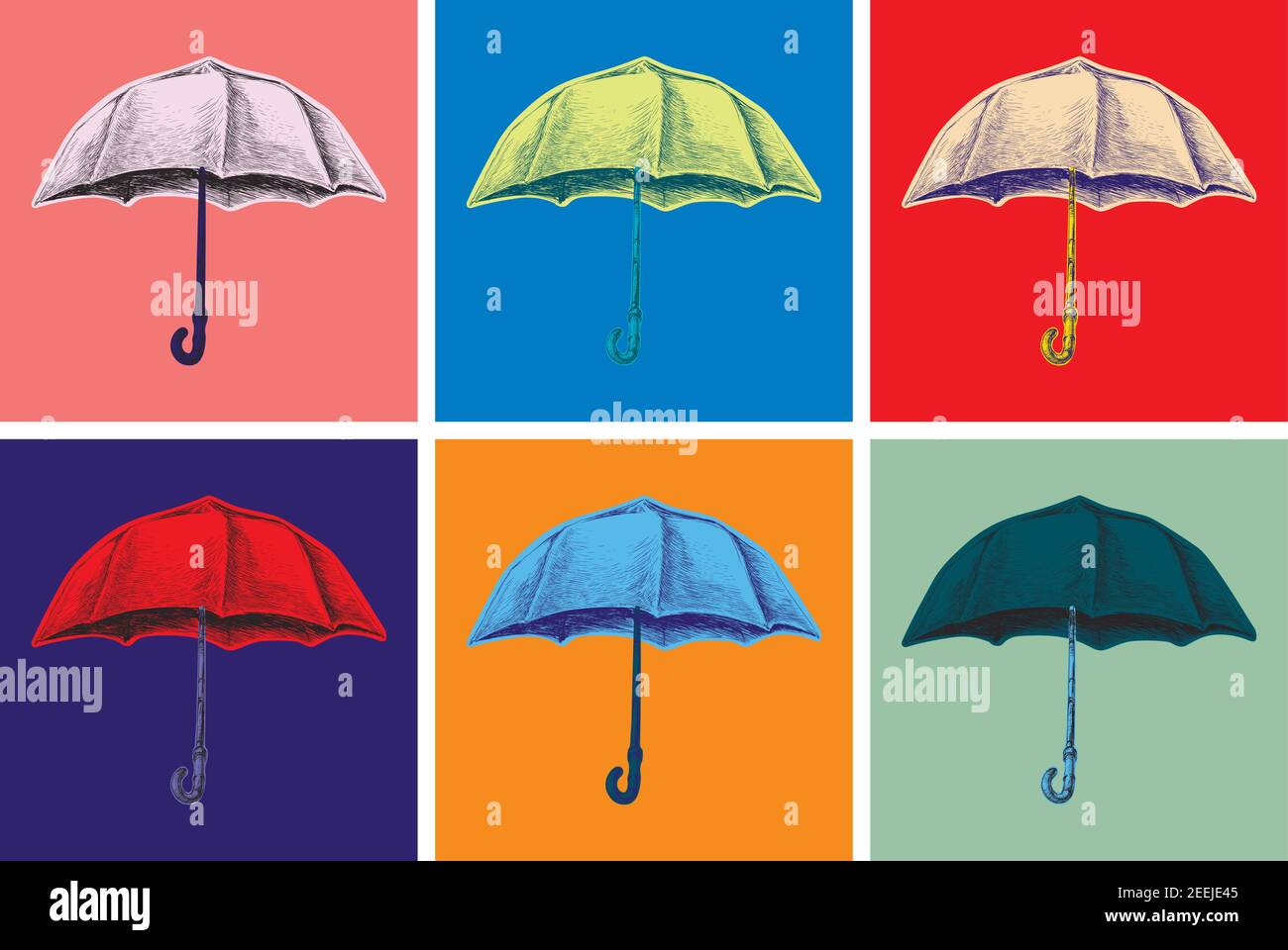 Schizzo disegnato a mano con ombrello Illustrazione vettoriale Illustrazione Vettoriale