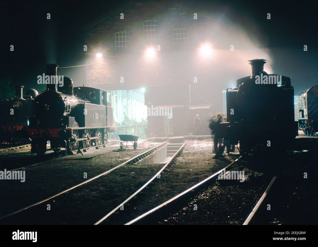 Motori su capannone, Haworth, Keighley Worth Valley Railway, Inghilterra Foto Stock