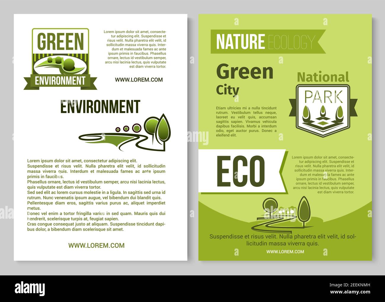 Poster o modello di brochure sull'ecologia della natura e sull'ambiente  verde. Disegno vettoriale di eco piantagione, parco e alberi di foresta  orticoltura o parchi e Immagine e Vettoriale - Alamy