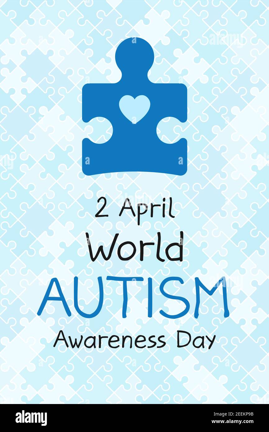 2 aprile banner giornata mondiale di sensibilizzazione sull'autismo. Simbolo dell'autismo. Modello di progettazione per sfondo, cartoncino, stampa, poster o brochure. Concetto di assistenza sanitaria Illustrazione Vettoriale