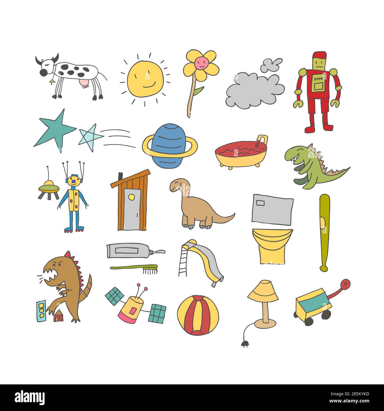 Doodles disegnati a mano per ragazzi Illustrazione Vettoriale