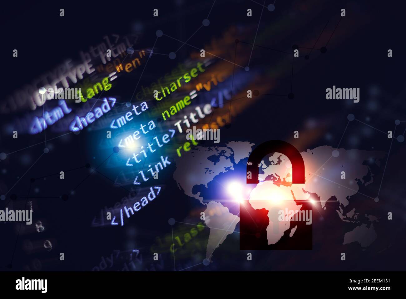 linguaggio per computer di programmazione html per background di codifica digitale del sito web Foto Stock