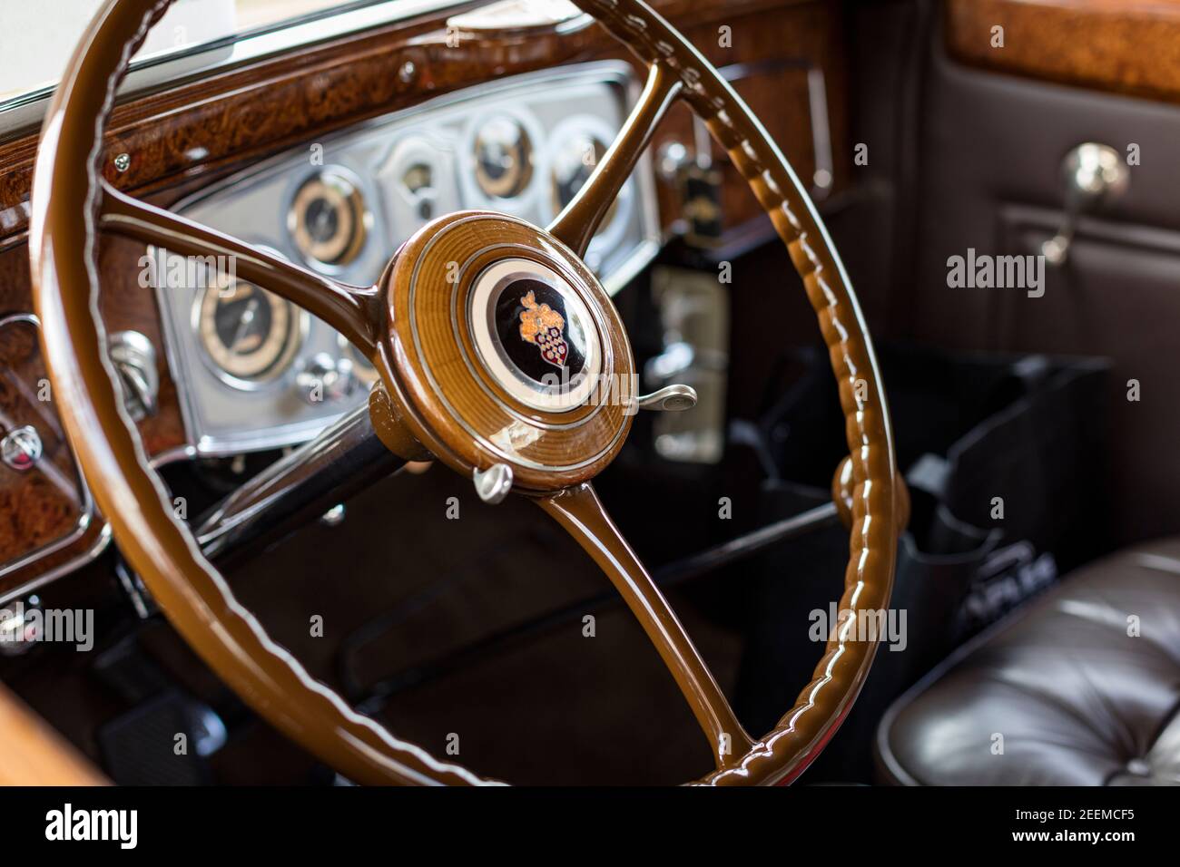Interni di 1934 Packard 'dodici' in mostra a 'Cars on Fifth' - Napoli, Florida, USA Foto Stock