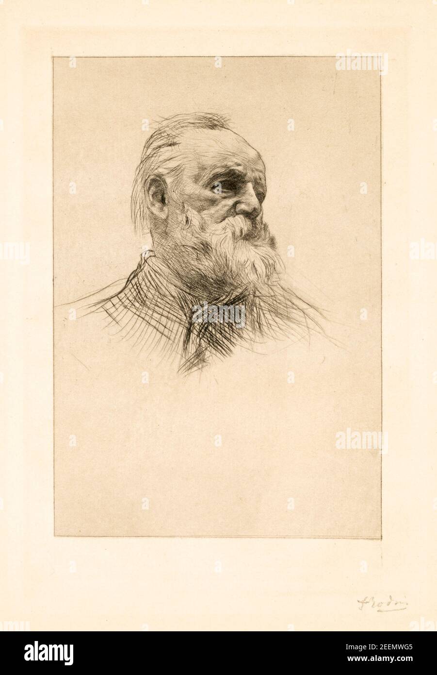 Victor Hugo (1802-1885), scrittore francese, ritratto a secco di Auguste Rodin, prima del 1917 Foto Stock