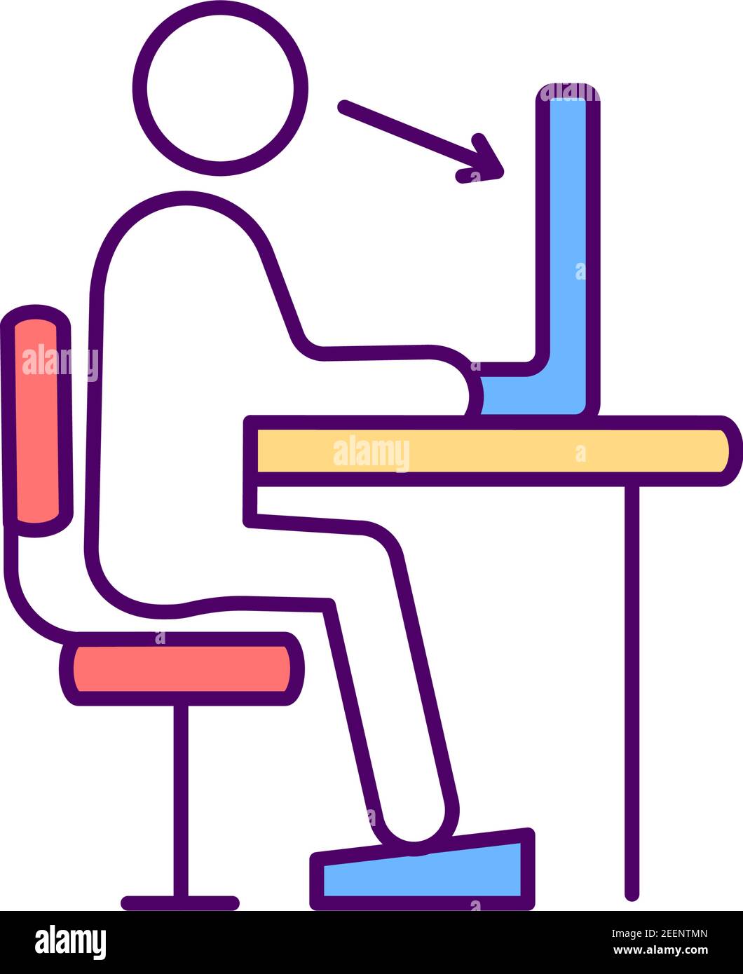 Supporto dell'icona del colore RGB della postura corretta Illustrazione Vettoriale