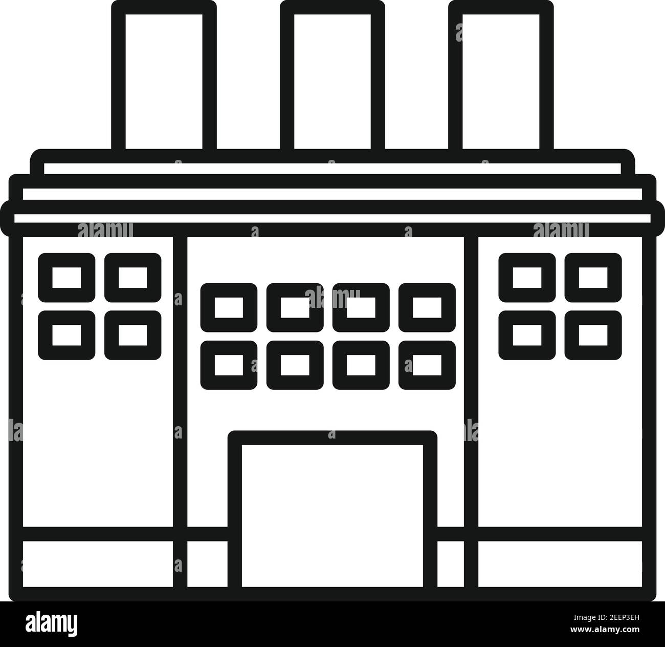 Icona della fabbrica di riciclo dello storage, stile del contorno Illustrazione Vettoriale