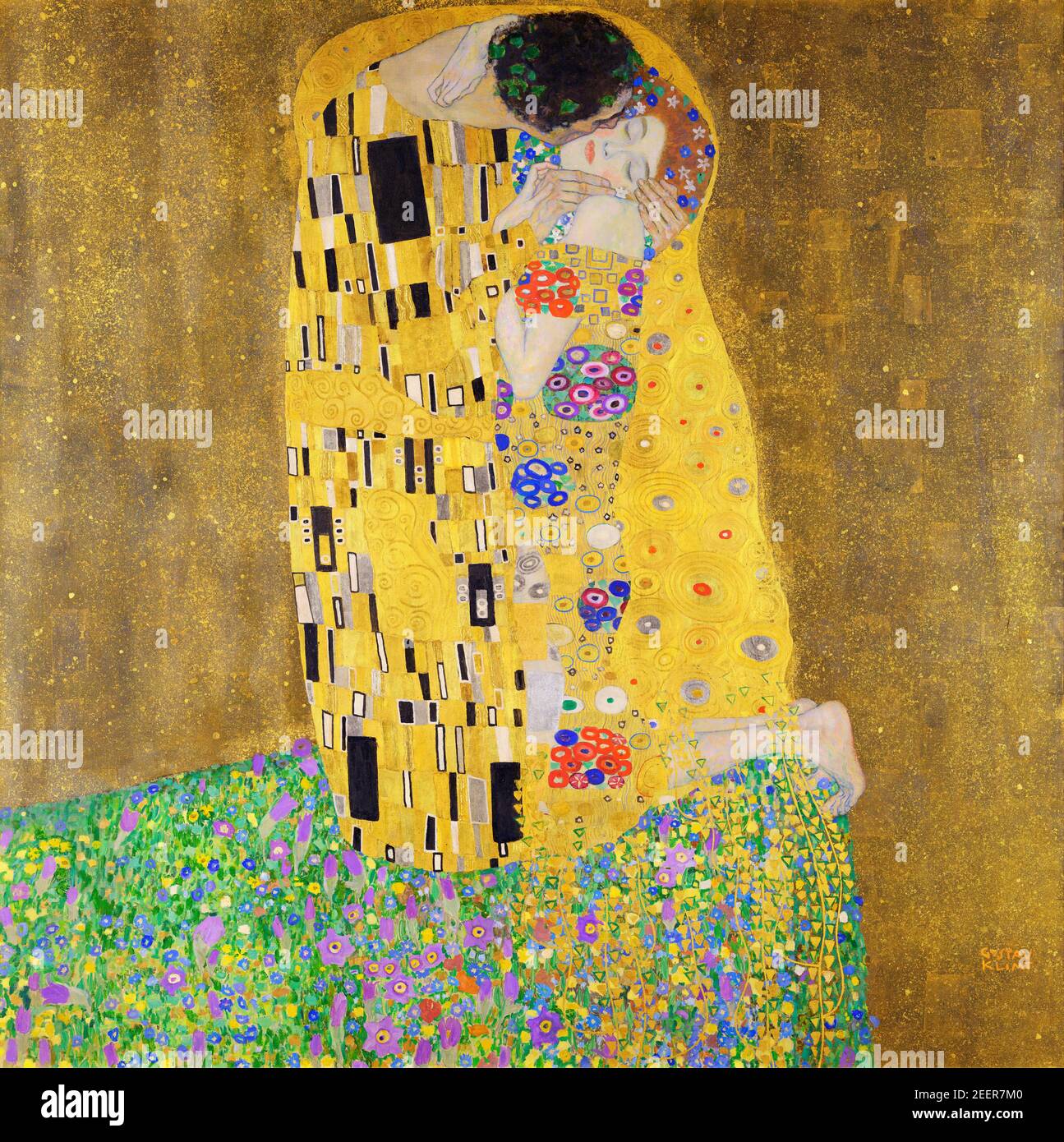 Gustav Klimt, dipinto intitolato il bacio (Der Kuss), olio su tela, 1908/09 Foto Stock