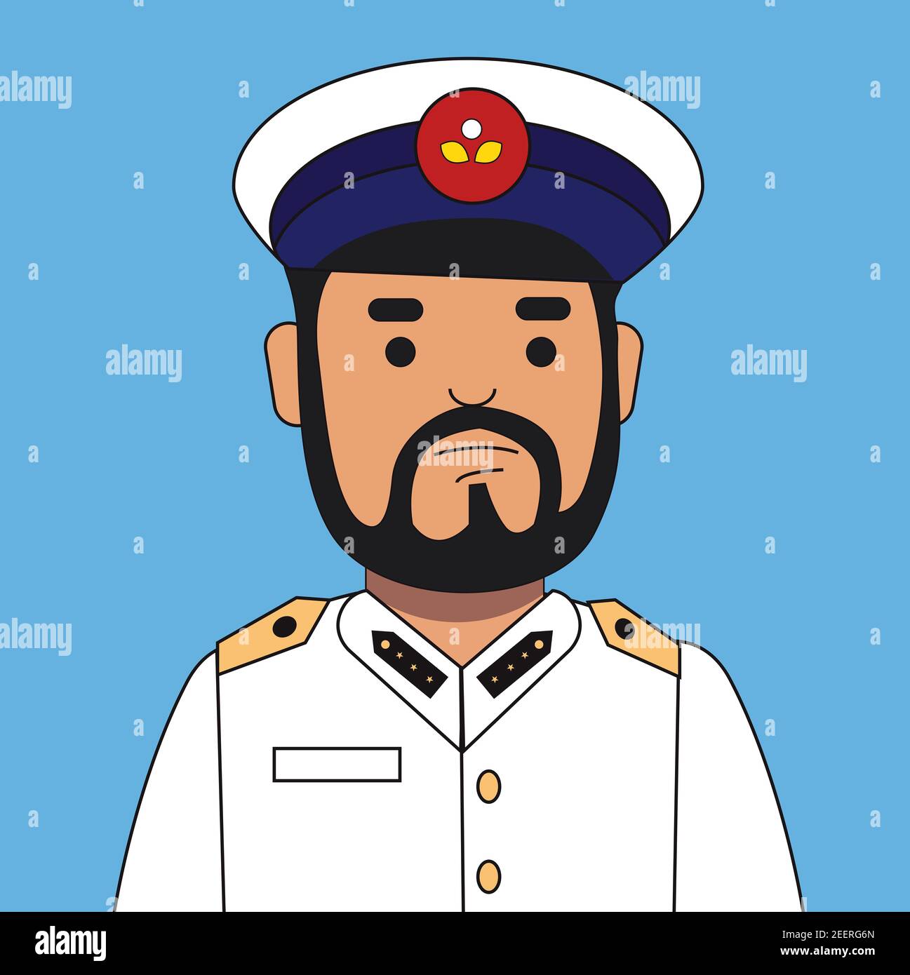 Illustrazione di un personaggio cartoon di una guardia costiera indiana Foto Stock