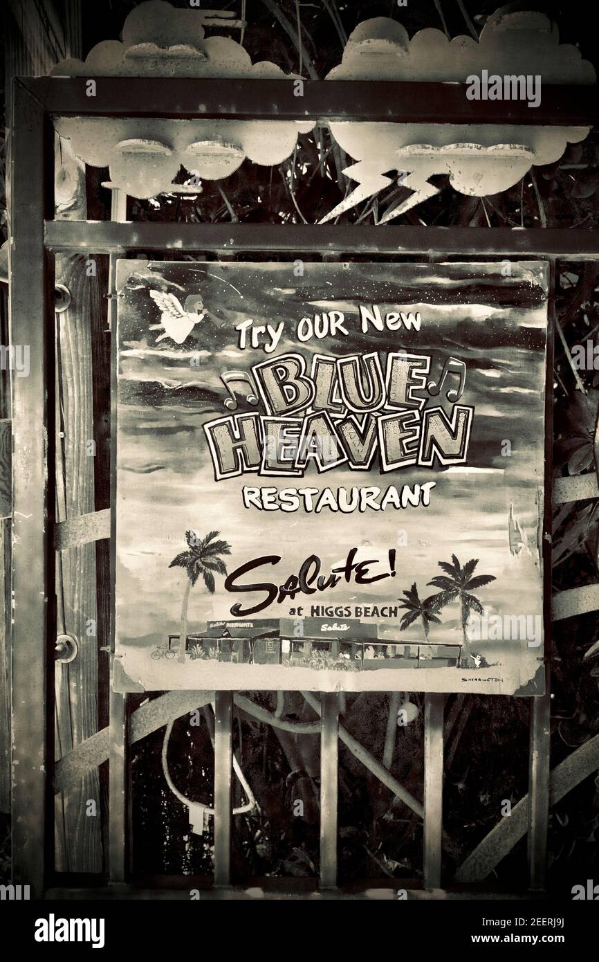 Blue Heaven Bar and Restaurant a Key West, Florida, Florida USA. Il punto più meridionale degli Stati Uniti continentali. Isola destinazione di vacanza. Foto Stock
