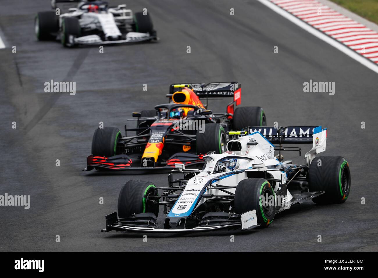 06 LATIFI Nicholas (CAN), Williams Racing F1 FW43, 23 ALBON Alexander (tha), Aston Martin Red Bull Racing Honda RB16, azione durante la Formula 1 Aramco Magyar Nagydij 2020, Gran Premio d'Ungheria dal 17 al 19 luglio 2020 sull'Hungaroring, a Budapest, Ungheria - Foto Antonin Vincent / DPPI Foto Stock