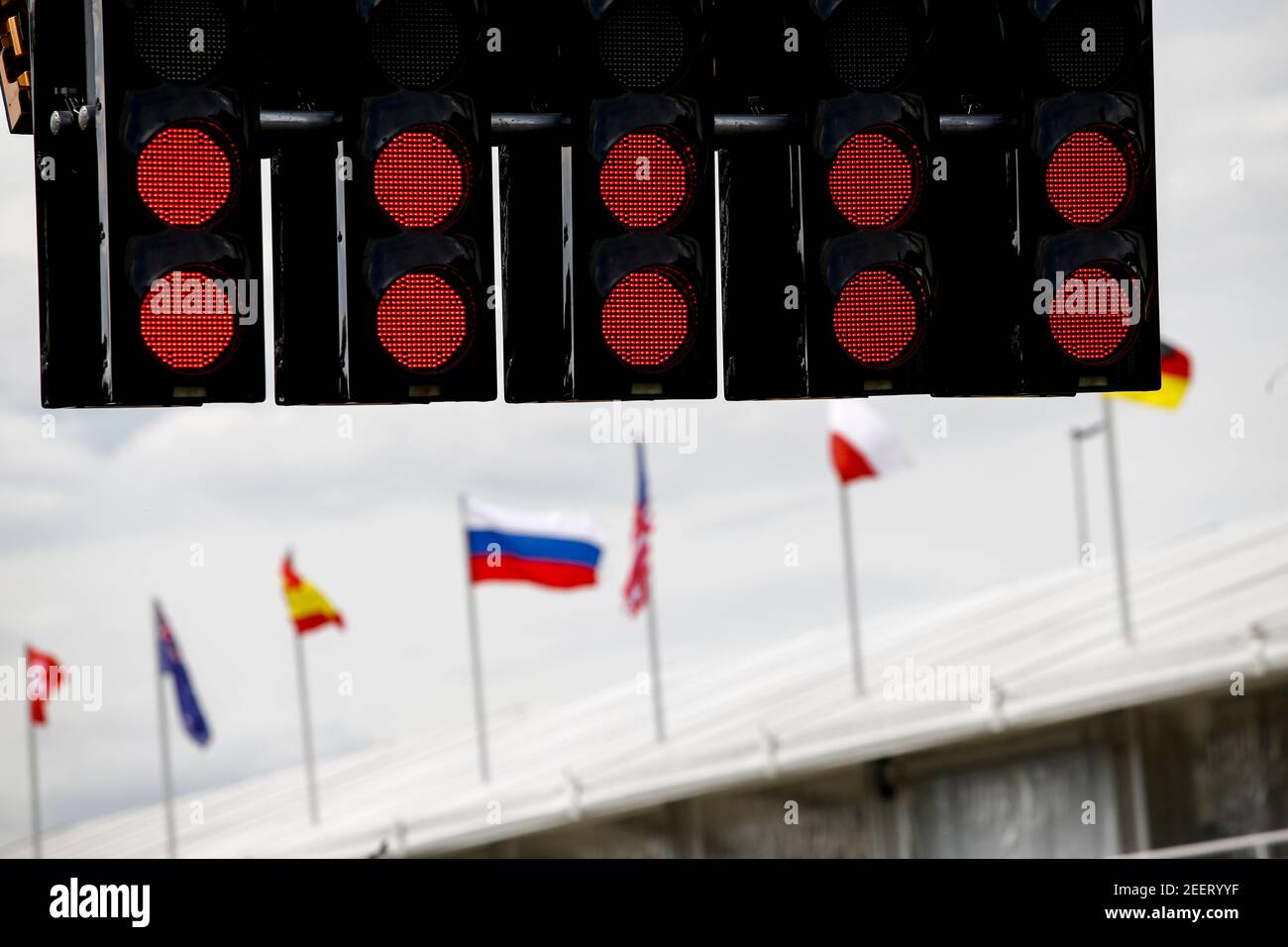 Illustrazione luci rosse durante la Formula 1 Aramco Magyar Nagydij 2020, Gran Premio d'Ungheria dal 17 al 19 luglio 2020 sull'Hungaroring, a Budapest, Ungheria - Foto DPPI Foto Stock