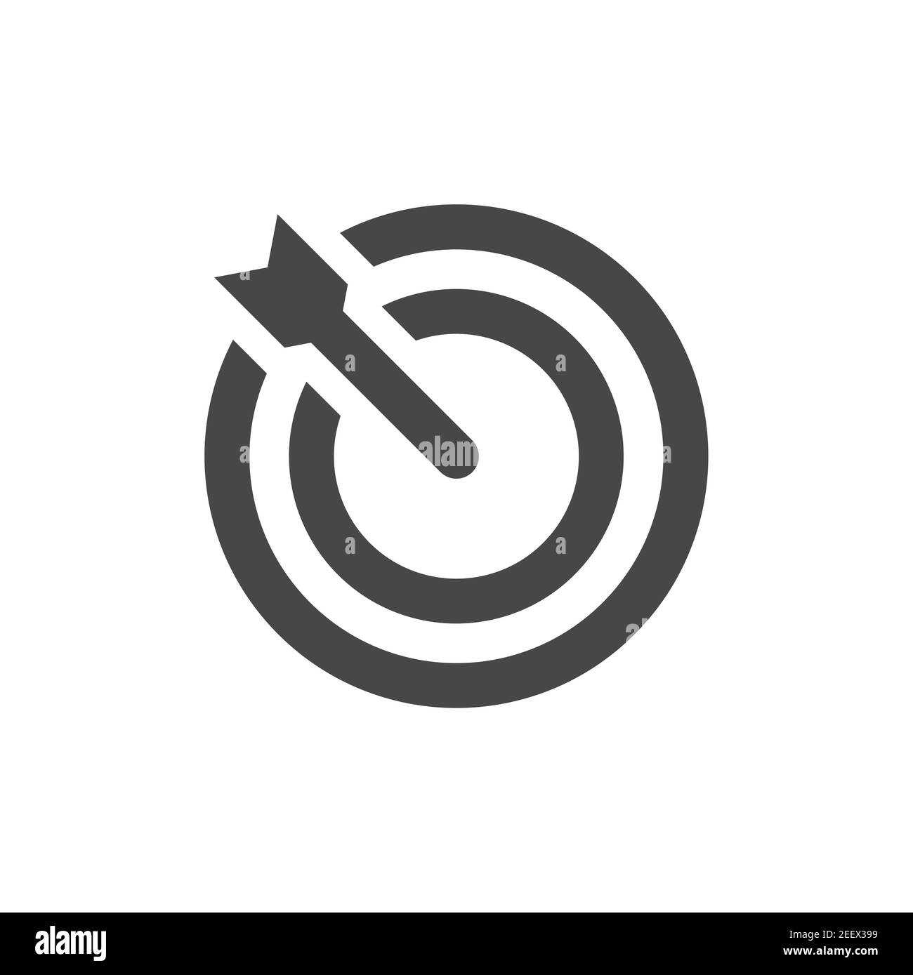 Freccia con freccette bersaglio icona nera. Simbolo del vettore di concetto di strategia e obiettivi aziendali. Illustrazione Vettoriale