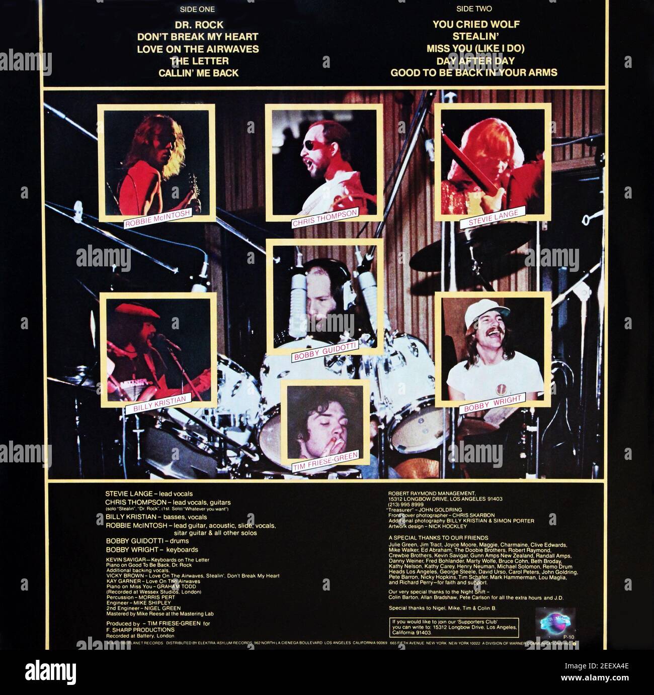 Notte: 1980. Copertina posteriore LP: Lunga distanza Foto Stock