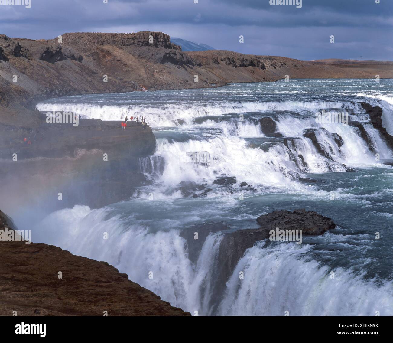 Cascata di Gullfoss, Canyon di Hvítá, Regione sud-occidentale, Repubblica d'Islanda Foto Stock