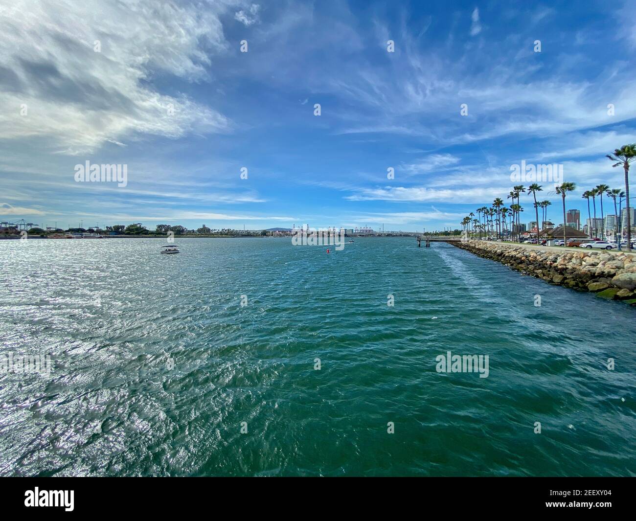 Vista panoramica del villaggio di Shoreline a Long Beach, California USA Foto Stock