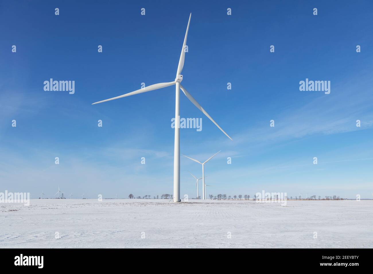 Turbina eolica, rurale, regione agricola, Inverno, Indiana meridionale, Stati Uniti, di James D Coppinger/Dembinsky Photo Assoc Foto Stock