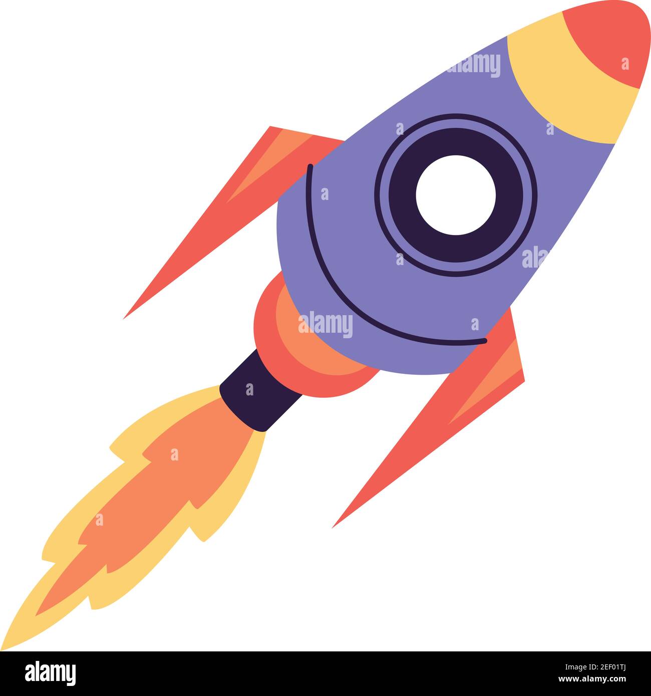 avvio razzo su icona spazio volante disegno vettoriale illustrazione Illustrazione Vettoriale