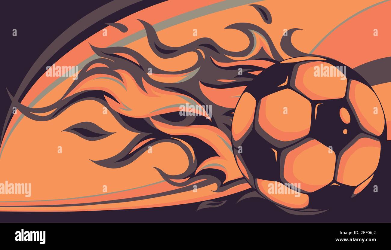 palla di calcio sul fuoco vettore disegno di illustrazione Illustrazione Vettoriale