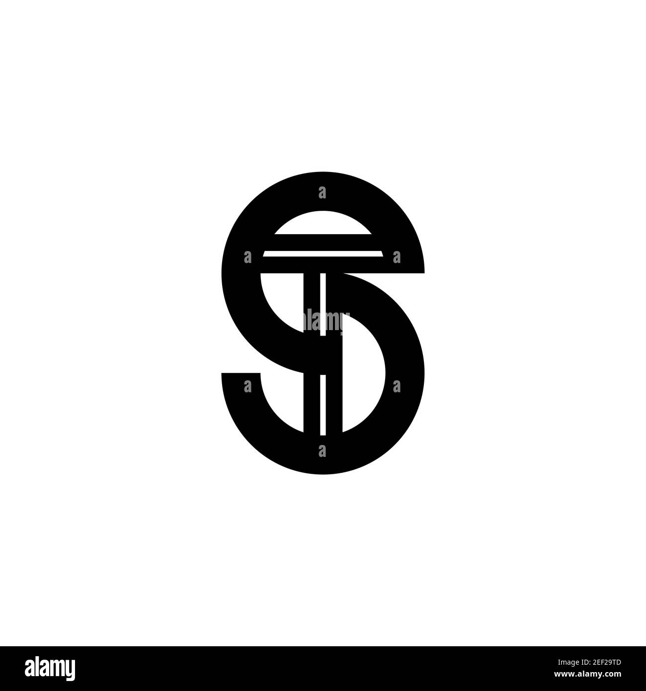 Logo monogramma TS. Ts decorativi iniziali minimaliste a forma di cerchio, icona per qualsiasi azienda o azienda. Illustrazione vettoriale in bianco e nero Illustrazione Vettoriale