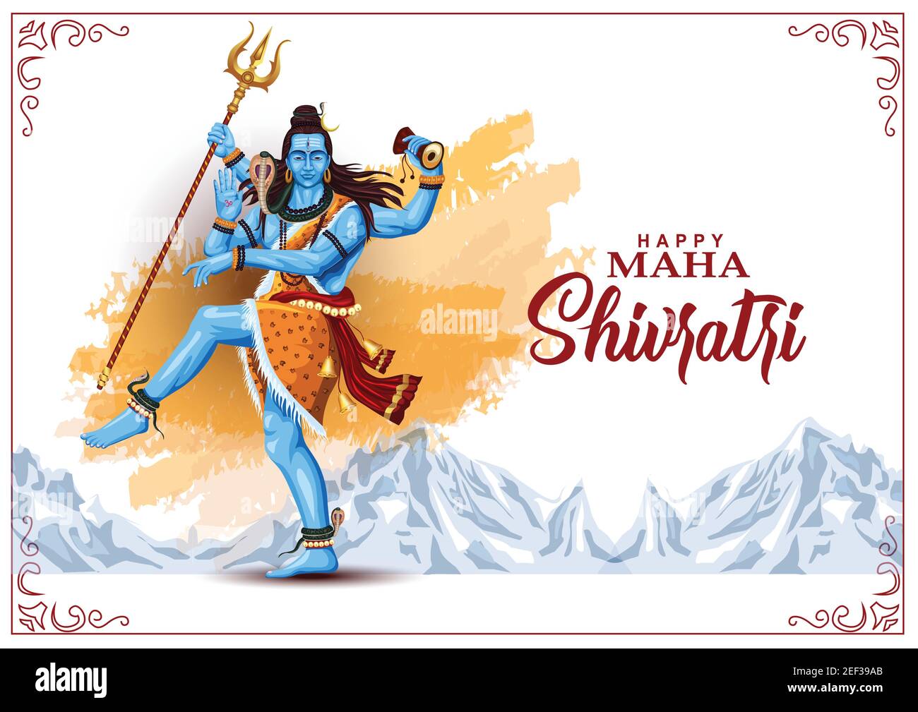 Lord Shiva thandav danza posizione, Dio indiano con felice Maha Shivratri o Mahashivratri. Disegno di illustrazione vettoriale. Illustrazione Vettoriale