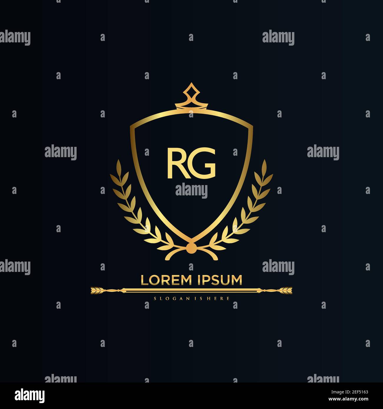 Initial Letter with Royal Template.Elegant with Crown logo vector, Creative lettering Logo Vector Illustration. Illustrazione Vettoriale