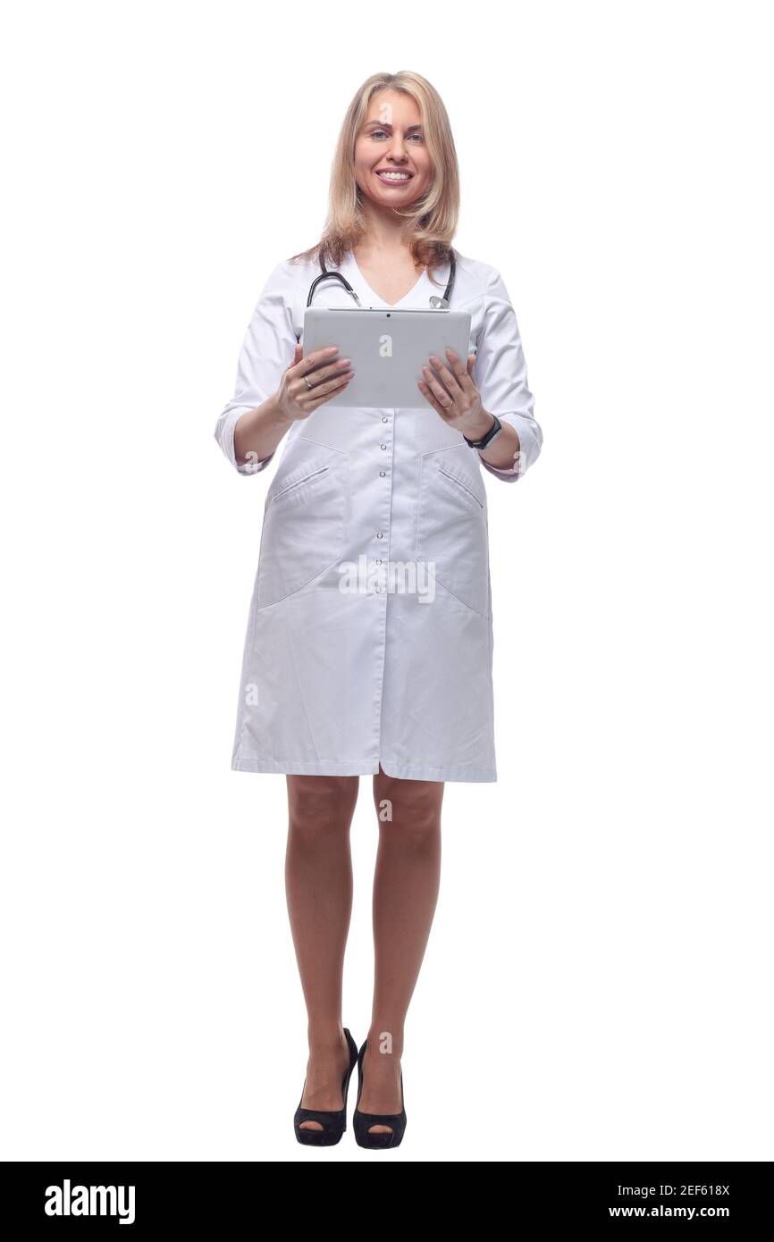 attraente medico femminile con una tavoletta digitale . Foto Stock