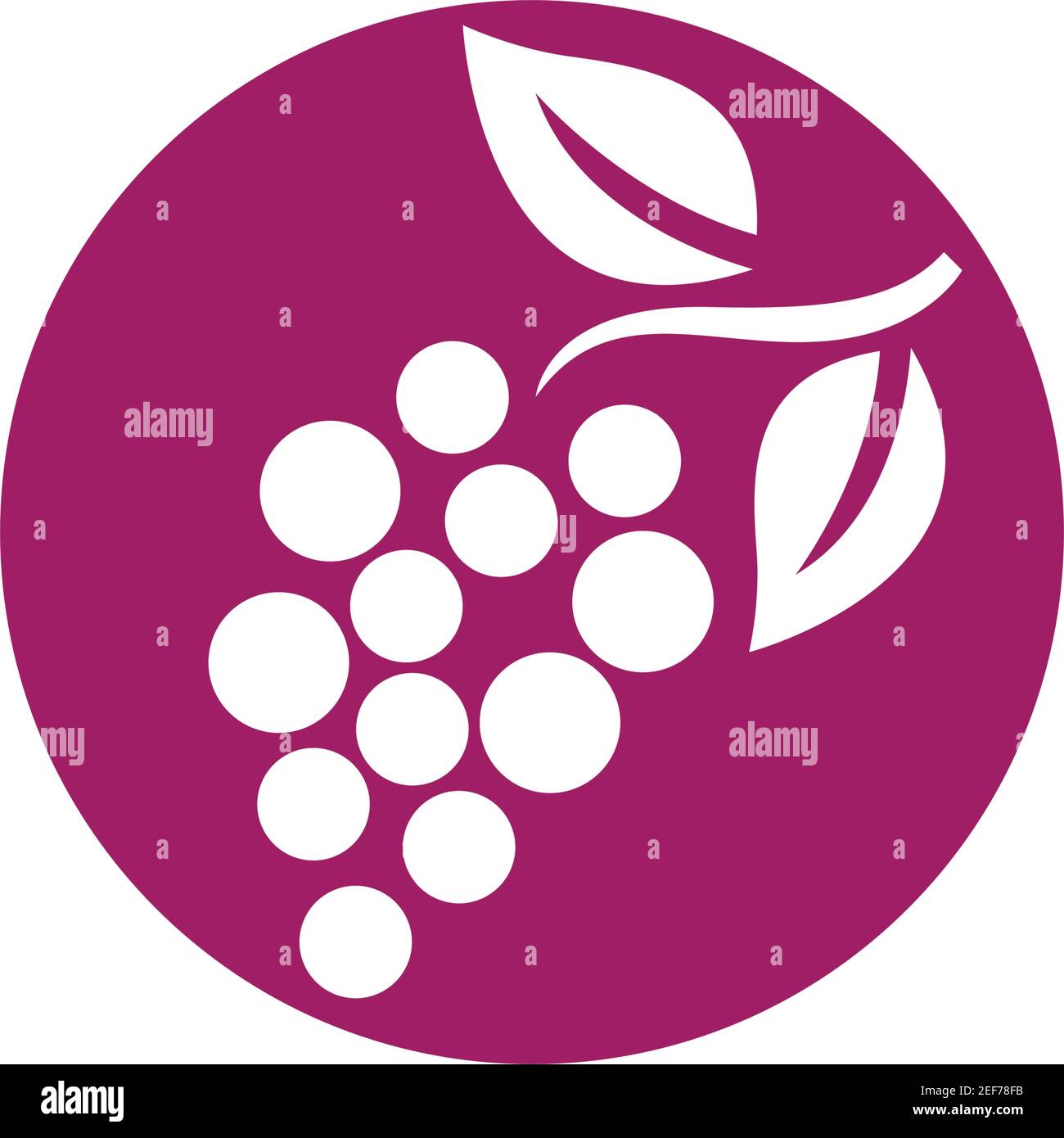 Grappolo di uva da vino con icona di foglia per le applicazioni alimentari e siti web Illustrazione Vettoriale