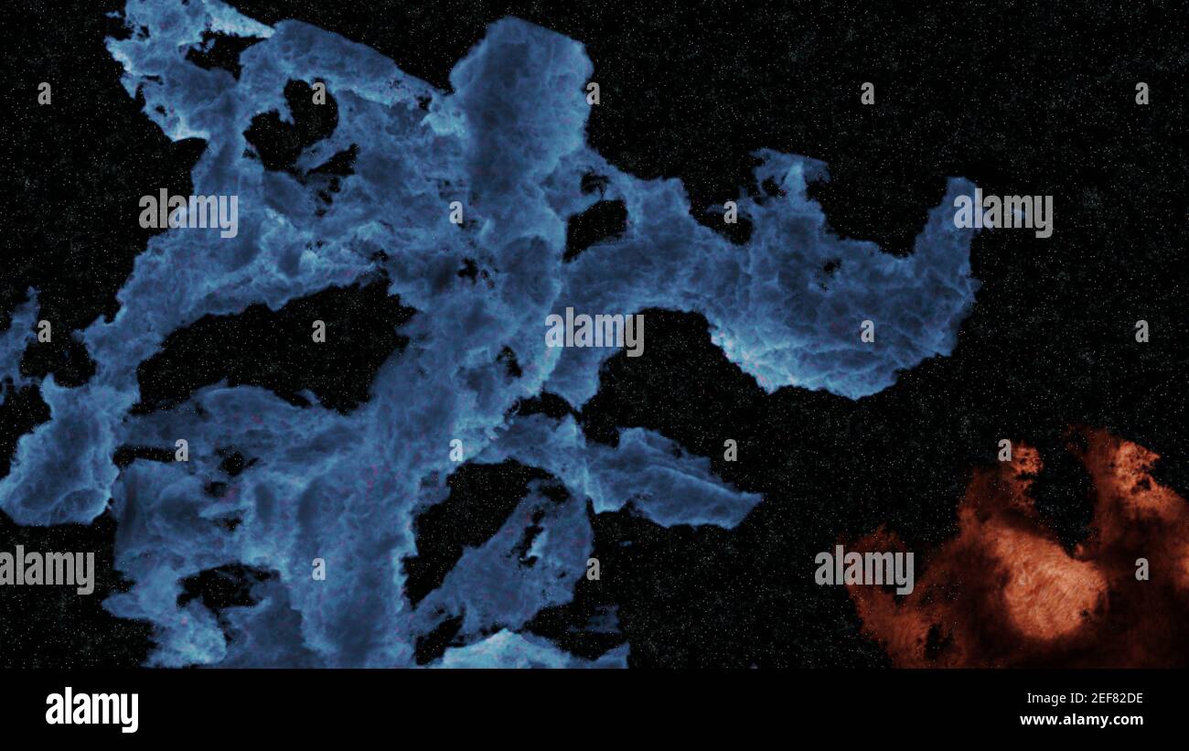 Forme strane nello spazio formate da nebulose. rendering 3d. Foto Stock