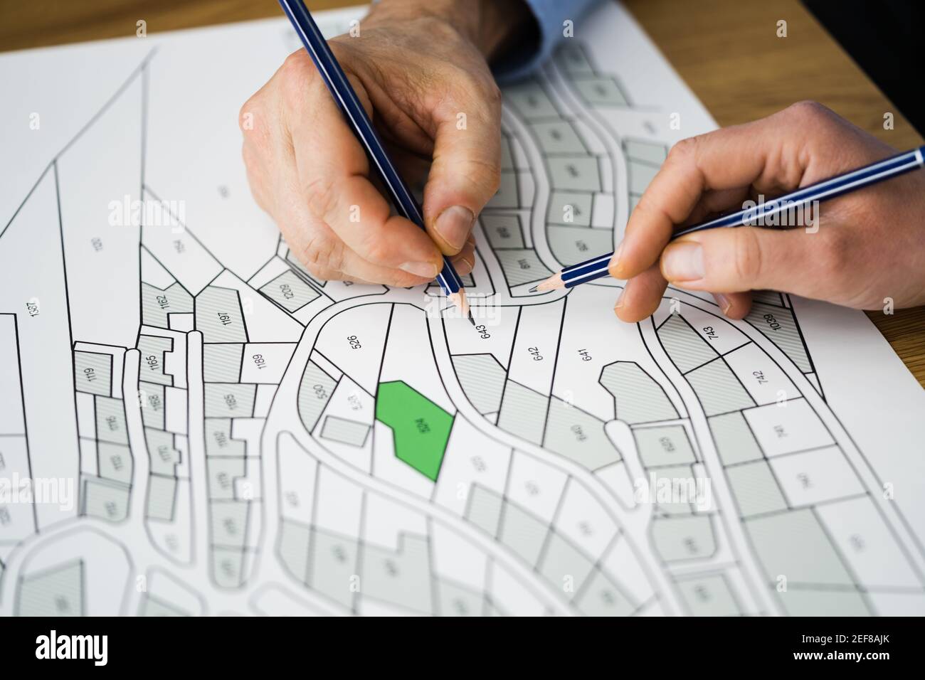 Mappa del terreno e della costruzione. Pianificazione dello sviluppo urbano Foto Stock