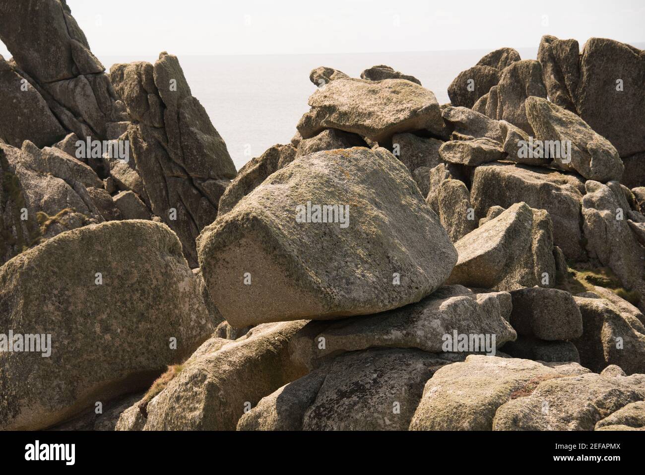 Logan Rock Pivot, Treen Cornwall Foto Stock