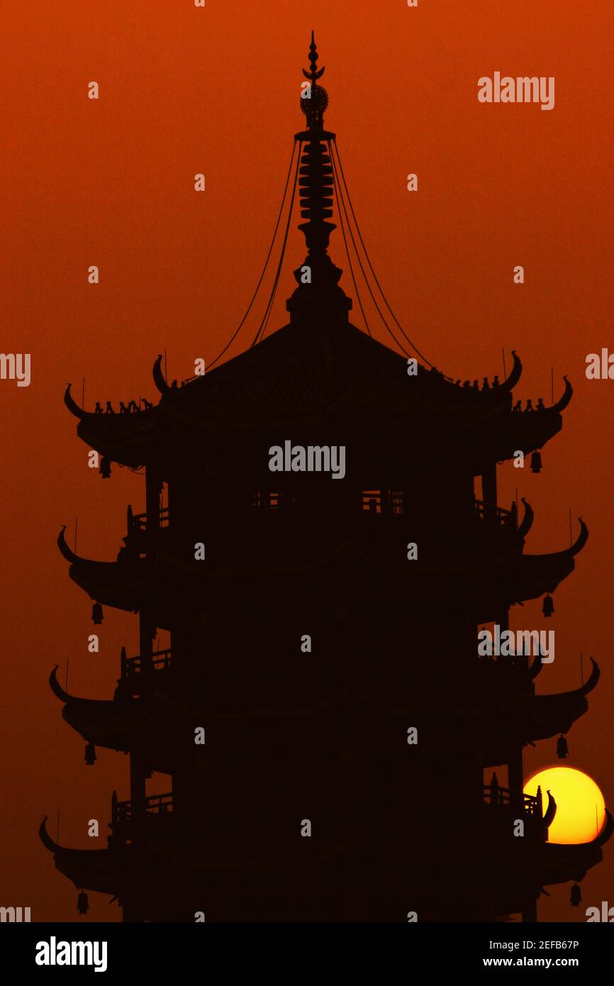 Vista in sezione alta di una pagoda, Guilin, Cina Foto Stock