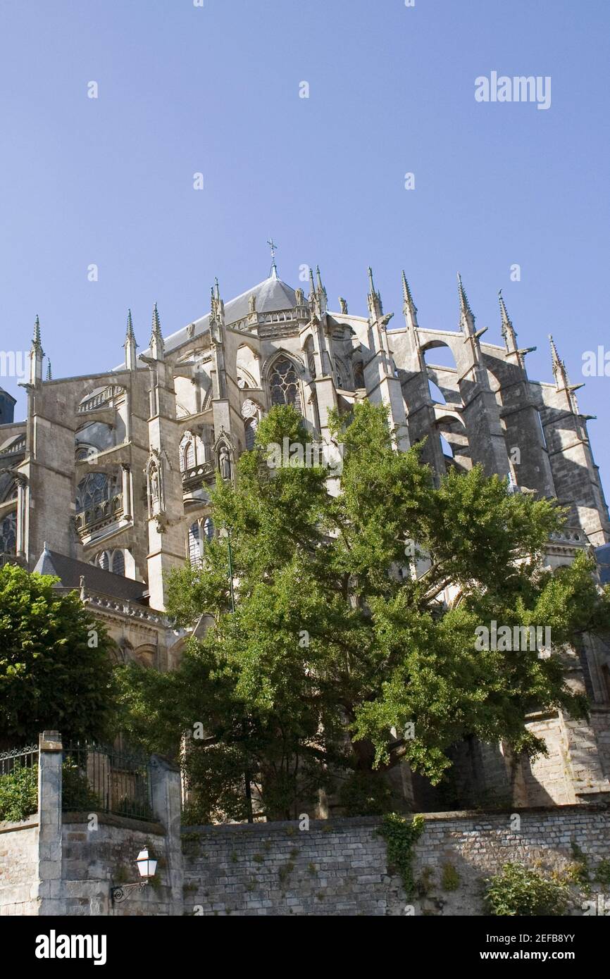 Basso angolo vista di una cattedrale, Le Mans cattedrale, Le Mans, Francia Foto Stock