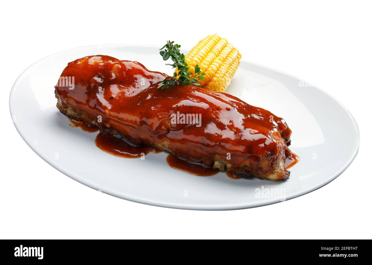 Nervature arrosto con salsa barbecue Foto Stock