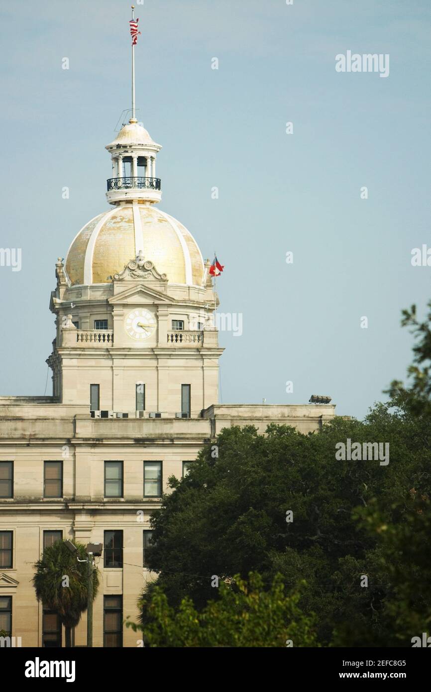 Vista ad angolo basso di un edificio, il Municipio, Savannah, Georgia, Stati Uniti Foto Stock