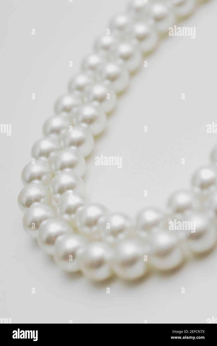 Primo piano di una collana di perle Foto Stock