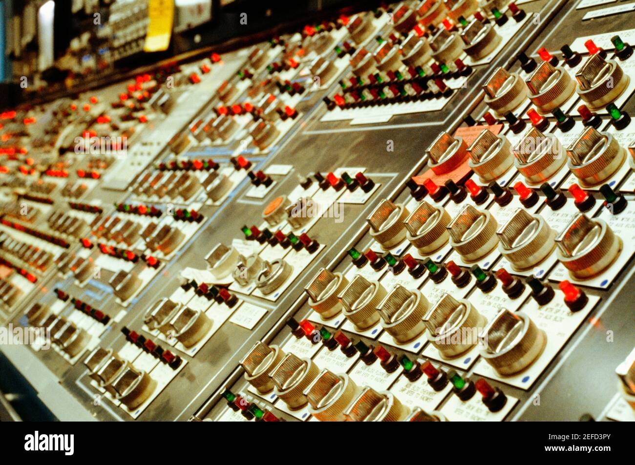 Pannelli di controllo di una centrale nucleare, Mississippi, USA Foto Stock