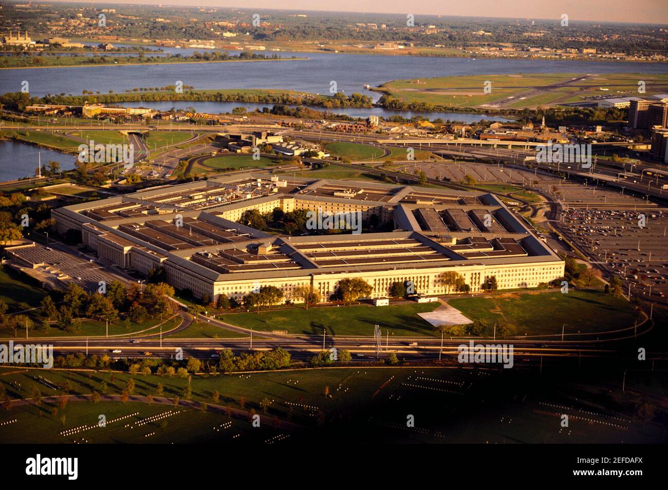 Vista aerea di un edificio militare, il Pentagono, Washington DC, USA Foto Stock