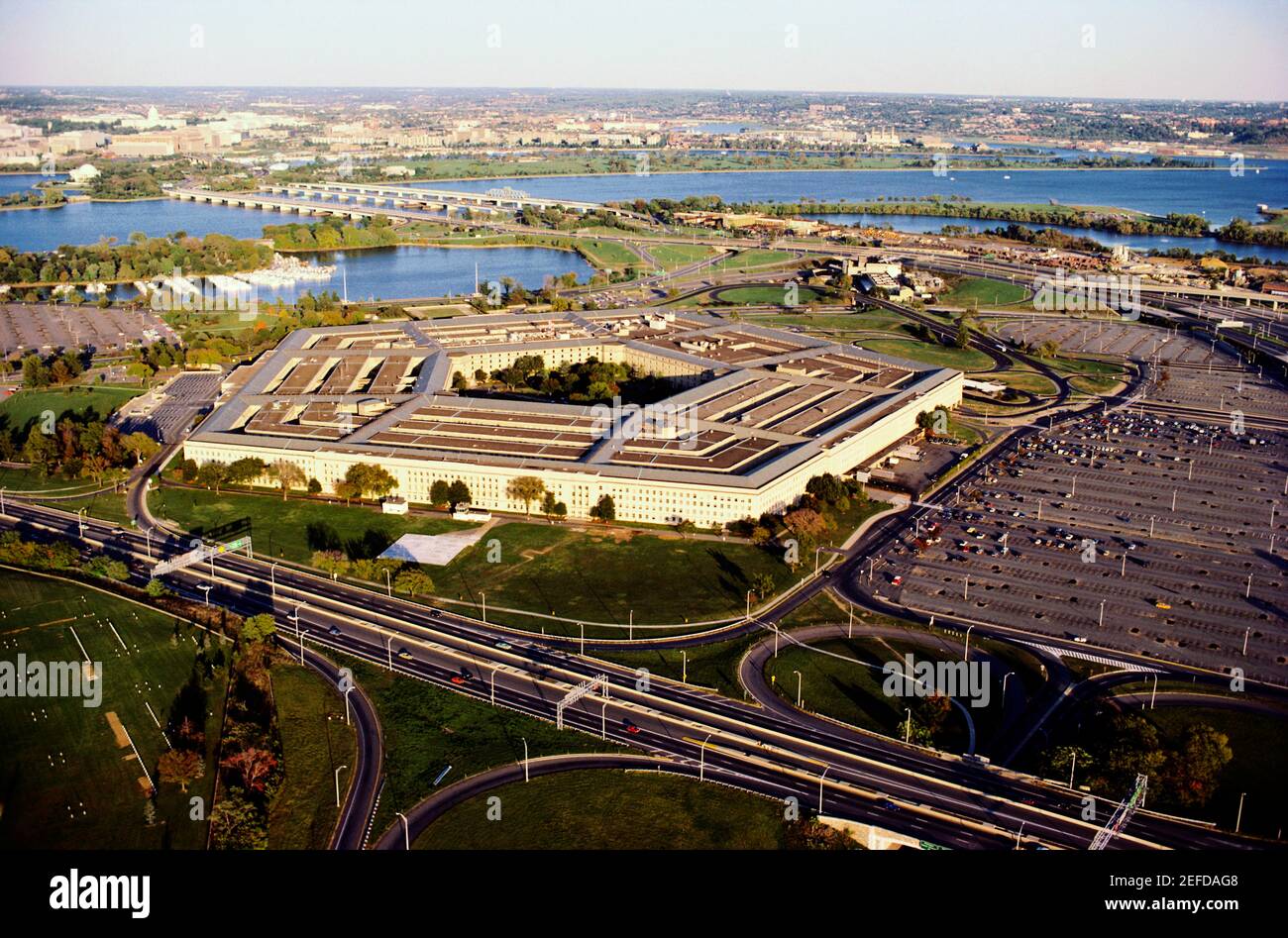 Vista aerea di un edificio militare, il Pentagono, Washington DC, USA Foto Stock