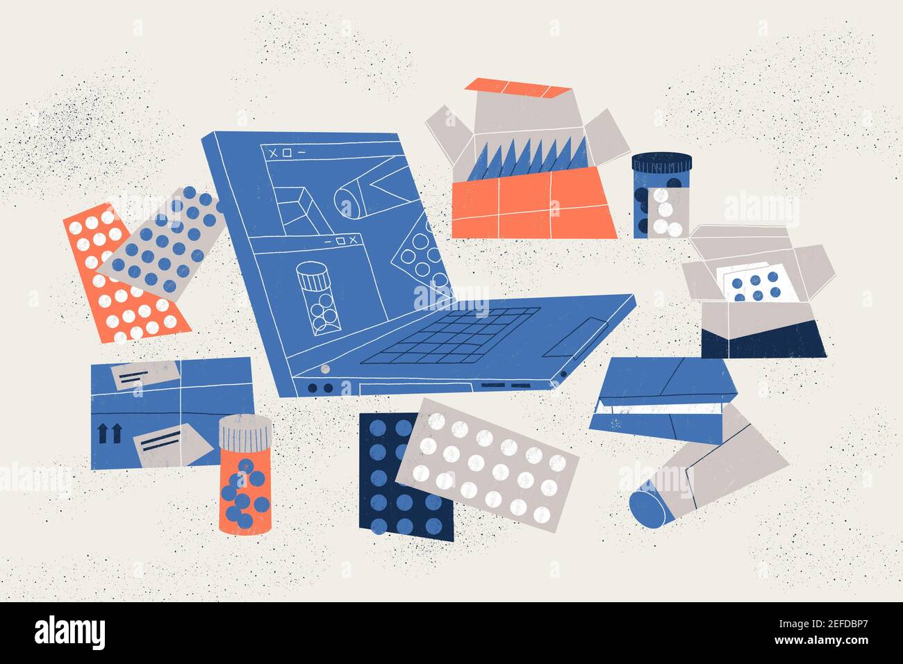 Acquisto e fornitura online di farmaci e pillole. Concetto di negozio online di farmaci. Foto Stock