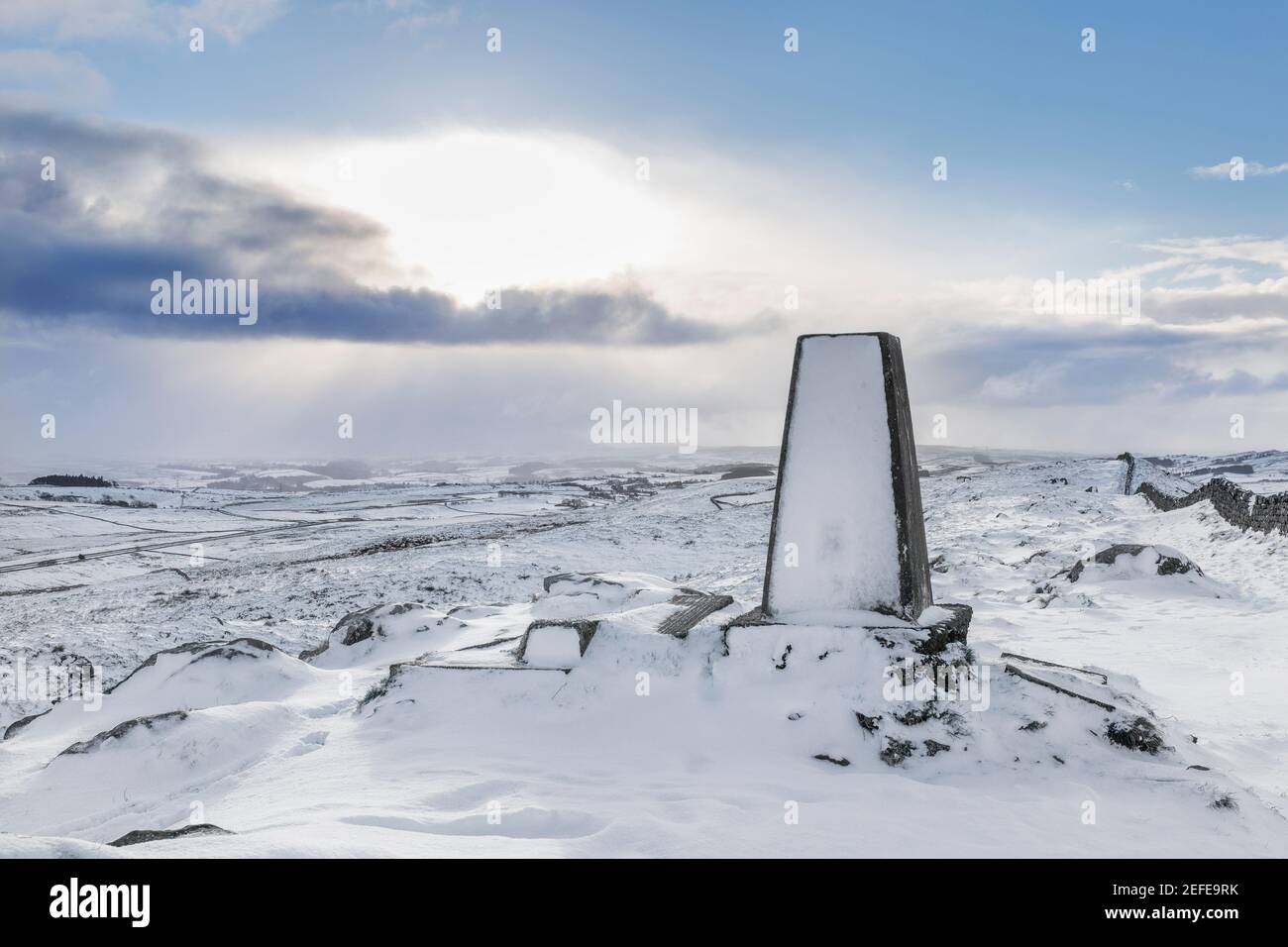 The Tig Point on Winshield Crags, Hadrian's Wall, Northumberland, UK Foto Stock