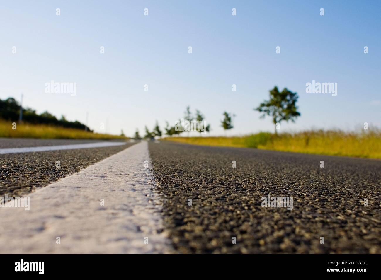 Strada che attraversa un campo, Valle della Loira, Francia Foto Stock