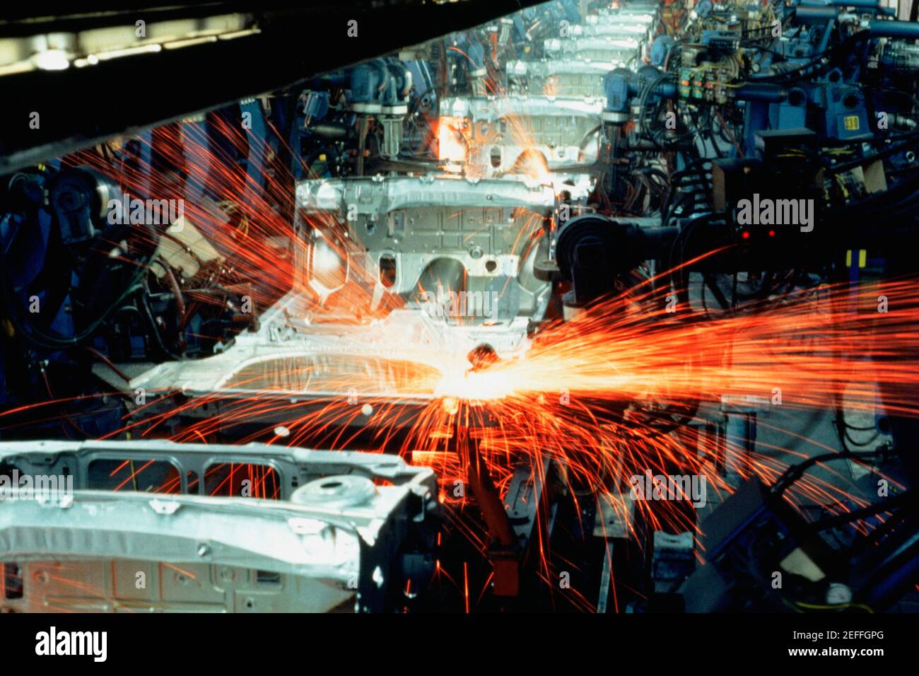 Linea di assemblaggio telaio per auto robotizzate, Newark, Delaware Foto Stock