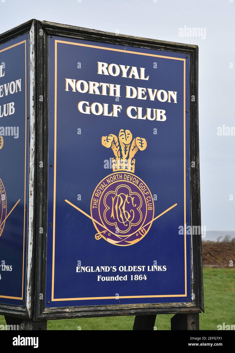 RND, Royal North Devon Golf Club Sign, Westward ho! Foto Stock