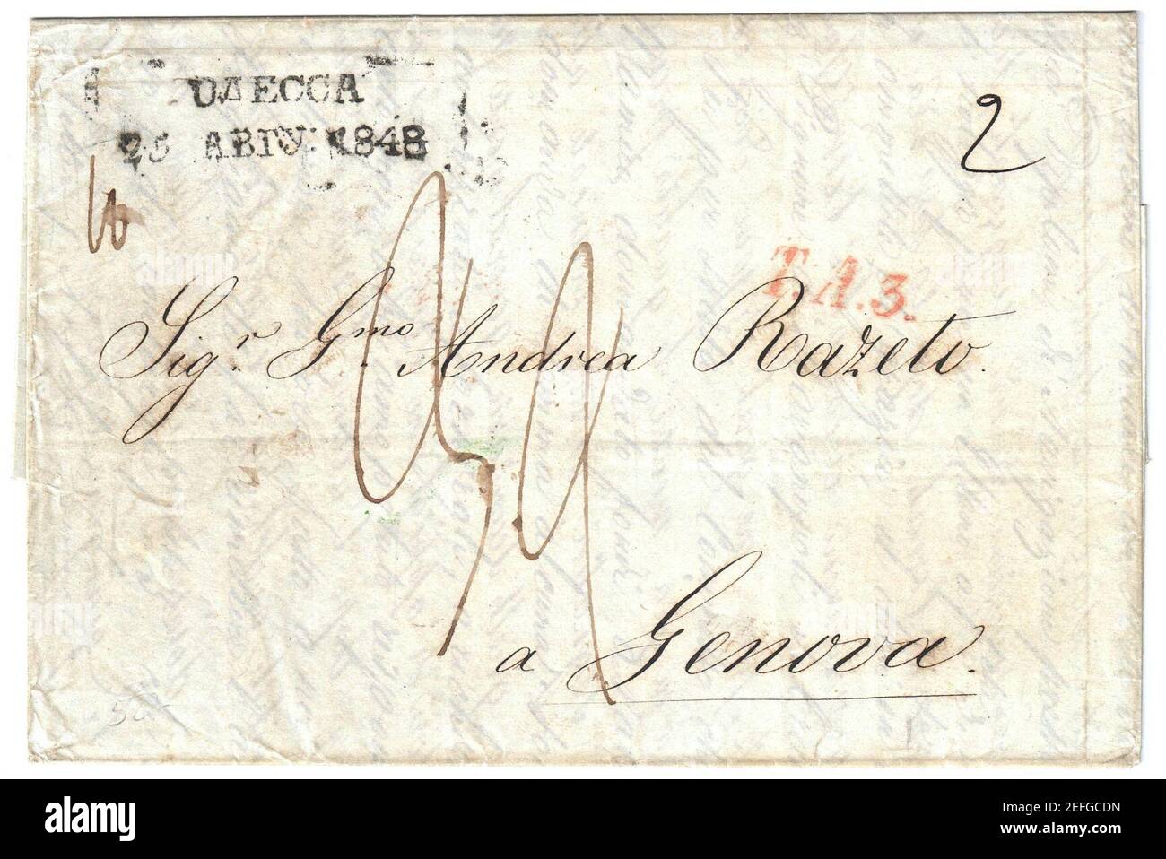 Odessa 1848 Dob 57.1.01 1.03 per Genova. Foto Stock