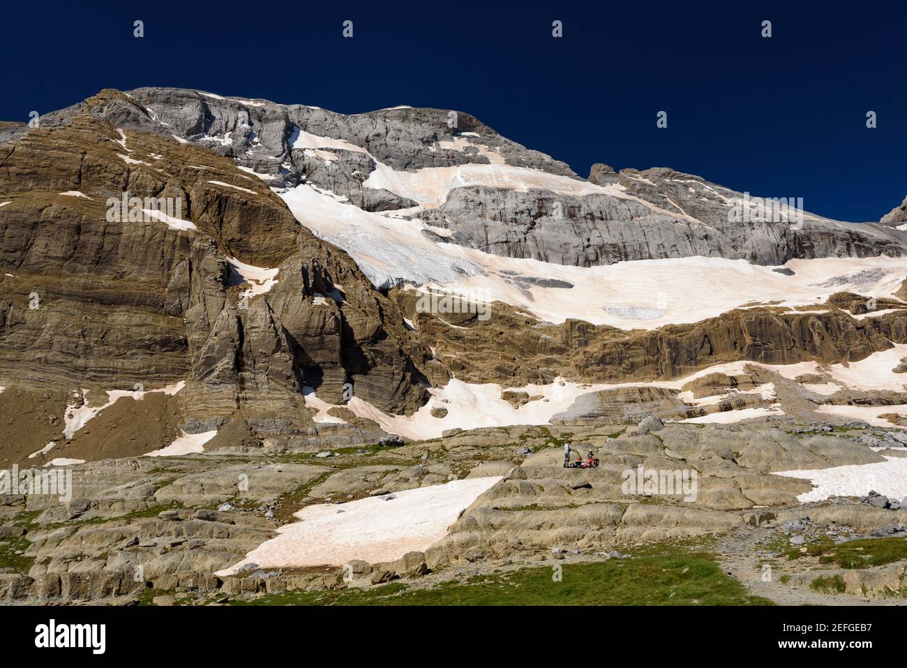 Balcón de Pineta sullo sfondo, la cima del Monte Perdido (Ordesa e Monte Perdido NP, Pirenei, Spagna) Foto Stock