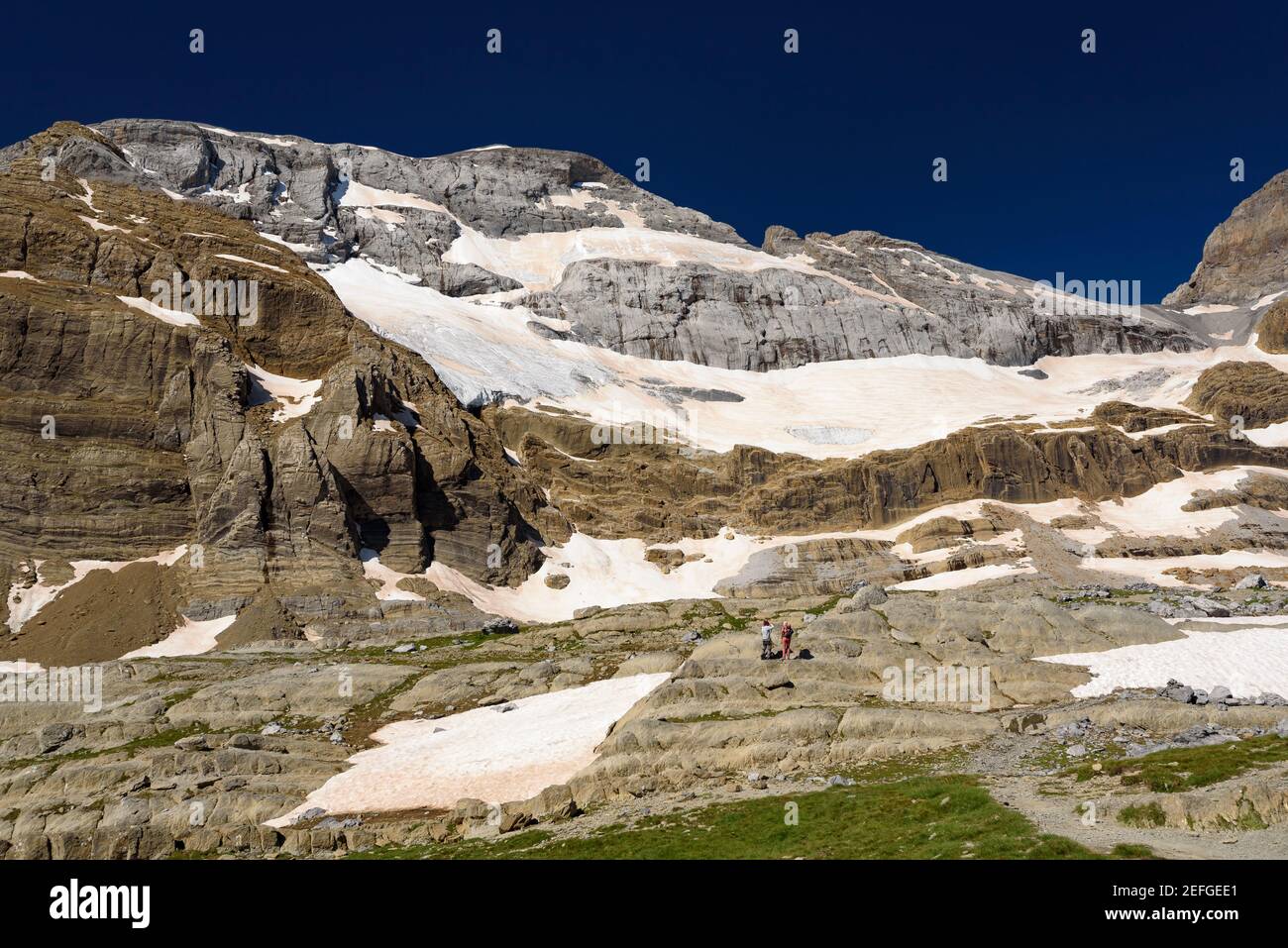 Balcón de Pineta sullo sfondo, la cima del Monte Perdido (Ordesa e Monte Perdido NP, Pirenei, Spagna) Foto Stock