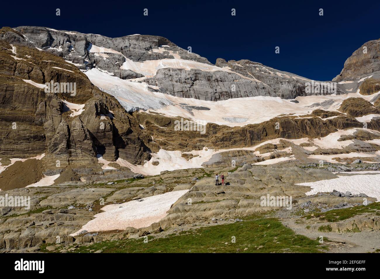 Balcón de Pineta sullo sfondo, la cima del Monte Perdido (Ordesa e Monte Perdido NP, Pirenei, Spagna) Foto Stock