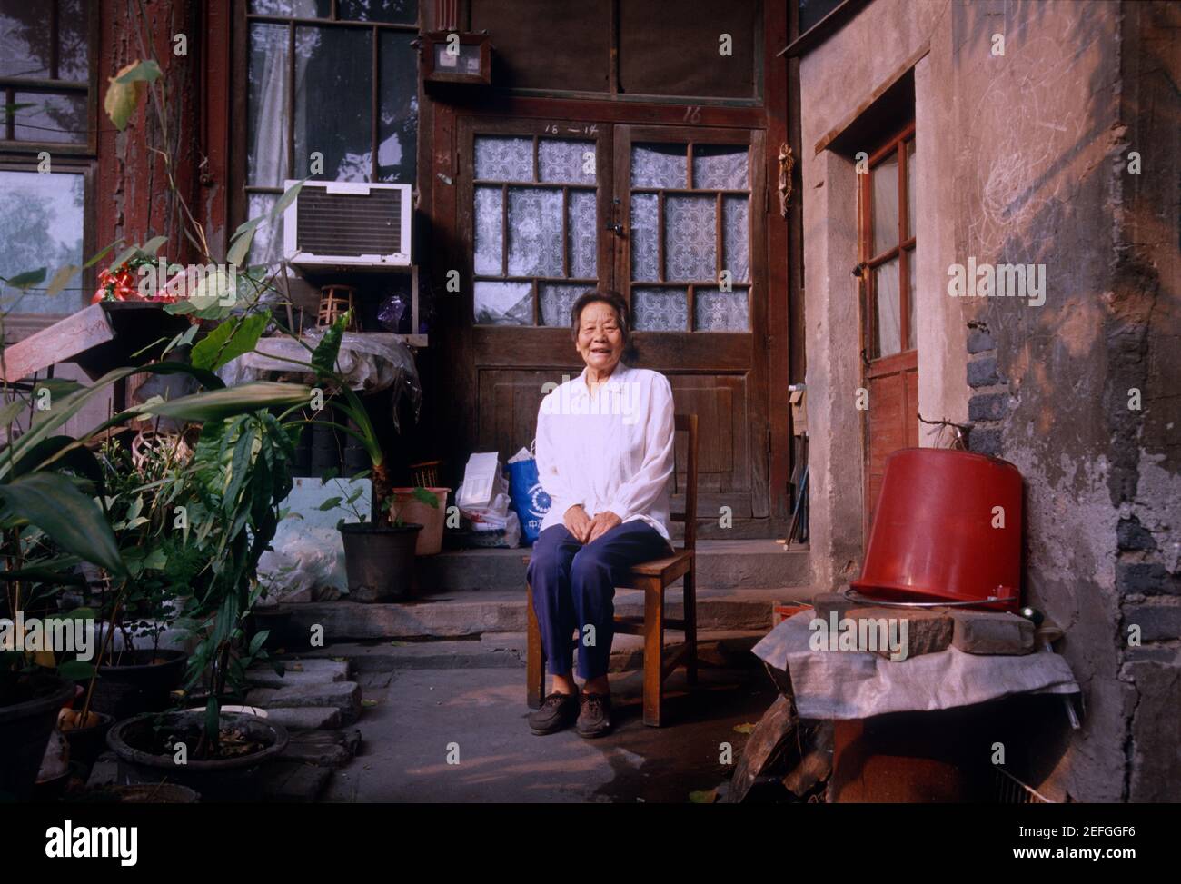 Ex residenza di Lu Xun e del suo fratello minore Zhou Zuoren in No.11 Badaowan, Pechino, Cina. Zhang Shuzhen, l'ex nanna di Zhou Zuoren. Foto Stock