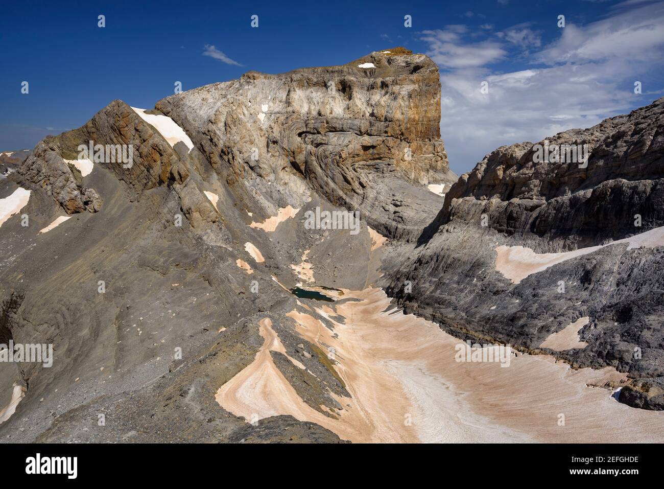 Cilindro de Marboré vista dal percorso verso la vetta del Monte Perdido (Ordesa y Monte Perdido NP, Pirenei, Spagna) Foto Stock